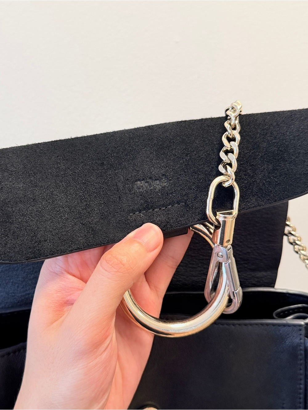 Chloe Suede Calfskin Medium Faye Backpack in Black - Picture 7 of 11